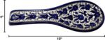 Bethlehem Gifts TM 10" Armenian Ceramic Hand-Painted Cooking Spoon Rest Ladle Holder (Blue Flowers) - Image 4