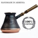 Handmade Armenian Coffee Pot Maker 15 Fl Oz - Copper Jazva Ararat Turkish Arabic Greek Cezve Jezve Ibrik Turka Jazve Wooden Handle (5 cup (15 US fl.oz)) Brown - Image 3