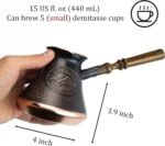 Handmade Armenian Coffee Pot Maker 15 Fl Oz - Copper Jazva Ararat Turkish Arabic Greek Cezve Jezve Ibrik Turka Jazve Wooden Handle (5 cup (15 US fl.oz)) Brown - Image 4