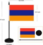 Armenia Desk Flag Set, 2 Pack Armenian Table Office Flags, Small Mini Desktop Flag With 12" Solid Black Pole, Black Base, Miniature Desktop Flag - Image 3