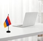 Armenia Desk Flag Set, 2 Pack Armenian Table Office Flags, Small Mini Desktop Flag With 12" Solid Black Pole, Black Base, Miniature Desktop Flag - Image 6