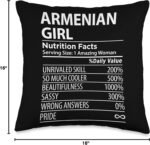 Armenian Girl Nutrition Facts Funny Womens Armenia Throw Pillow - Image 5