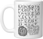 Armenian Alphabet Birds Armenia Symbols 1703 Old Armenian Ceramic Mug, White - Image 2