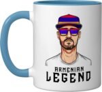 Armenian Flag Souvenirs Man Uniform Legend Armenia Ceramic Mug, Blue/White, 11oz - Image 2
