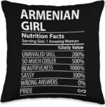 Armenian Girl Nutrition Facts Funny Womens Armenia Throw Pillow - Image 2