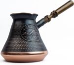Handmade Armenian Coffee Pot Maker 15 Fl Oz - Copper Jazva Ararat Turkish Arabic Greek Cezve Jezve Ibrik Turka Jazve Wooden Handle (5 cup (15 US fl.oz)) Brown - Image 2